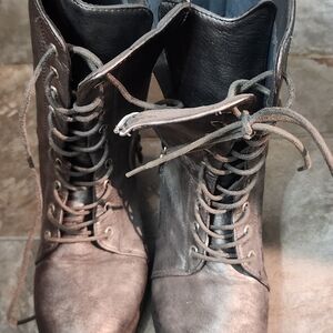 Stylish Gray Lace-Up Boots